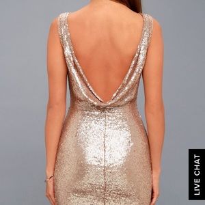 Lulu’s Shine Time Rose Gold Sequin Dress